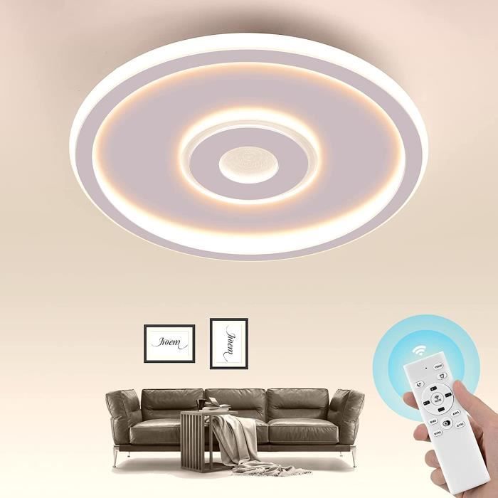 Plafonnier LED Rectangulaire Dimmable 59W - Télécommande Incluse - Blanc Chaud à Froid - Design Moderne Noir
