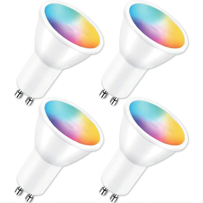 Lot 2 Ampoules Connectées WiFi GU10 Aigostar 5W RGB – 420LM, 2700K-6500K, Gradables – Compatible Alexa & Google Home – Contrôle App Aigosmart – Pas De Hub