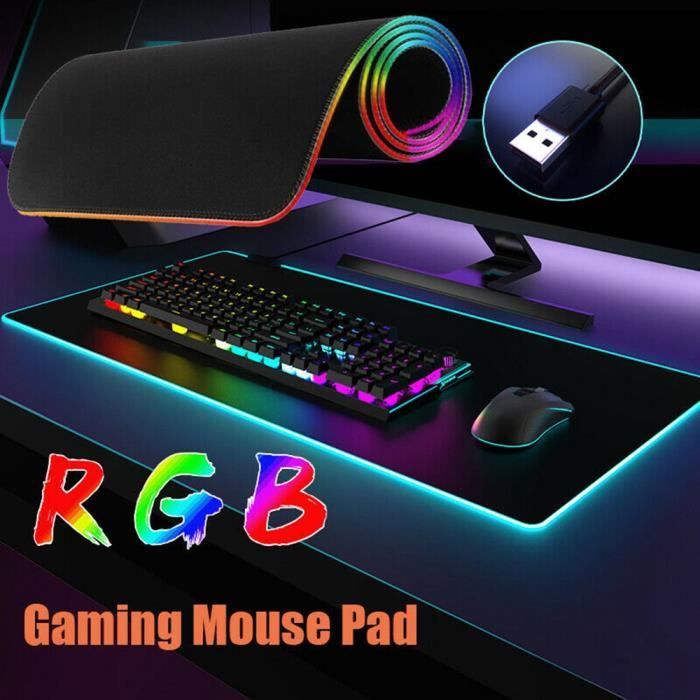 Tapis de Souris Gamer Lumineux, Gaming Mouse Pad LED Rétro-Eclairage RGB  avec câble USB, 800x 300 x 4 mm - Cdiscount Informatique