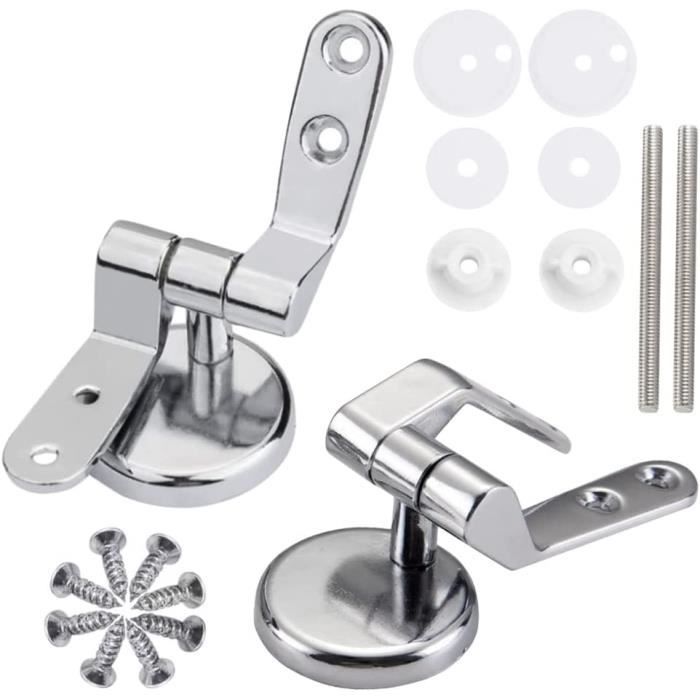 2 Charnières Abattant WC Dadabig - Abaissement Automatique - Fixation Zinc Argent