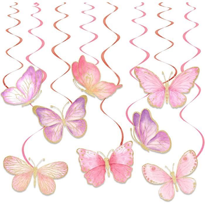 Anniversaire Papillon Fille 1 An Kit - Decoration Anniversaire Papillon,  Ballon Papillon Chiffre 1 Rose Arcen-Ciel, Happy Bi[J2974]