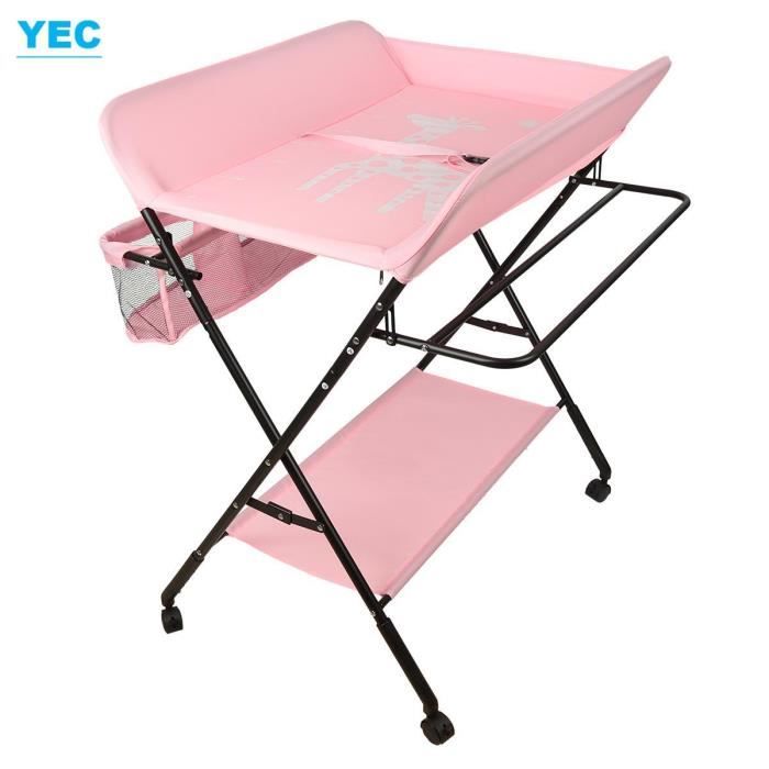 Table à Langer Pliante MUL-BOUTIQUE Avec Panier Rangement Et Hauteur Réglable - Bleu, Idéale Pour Bébé