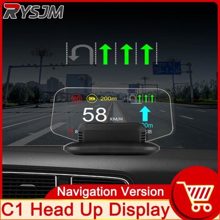 Projection de navigation de voiture HD C1, HUD, Affichage tête haute, Compteur de vitesse, Interfaces multipl