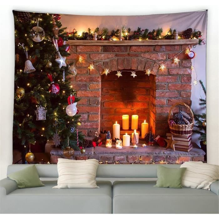 Tapis De Noël, Rouge Avec Père Noël Et Flocon De Neige Pour Salon Ou