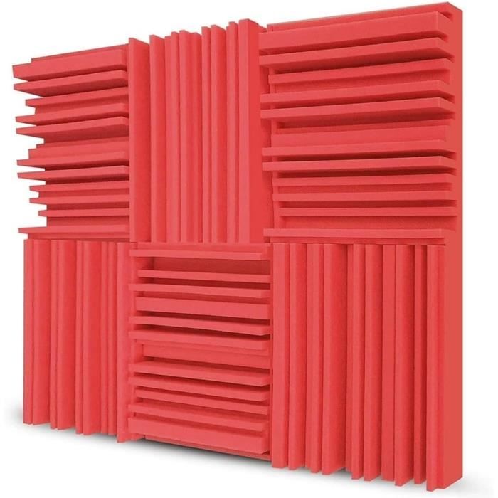 Lot De 12 Panneaux Acoustiques En Mousse Haute Densité - 30x30x2,5 Cm, Autocollants - Isolation Studio, Home Cinéma, Bureau - Noir