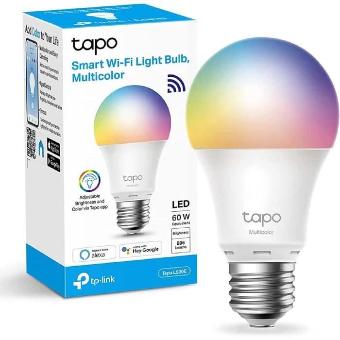 Tapo TP-Link Ampoule LED multicolore intelligente WiFi, ampoule E27  compatible avec Alexa et Google Home, 806 lumens, 8,7 W, aucun hub requis,  télécommande via l'application Tapo (Tapo L530E) : TP-Link: :  Bricolage