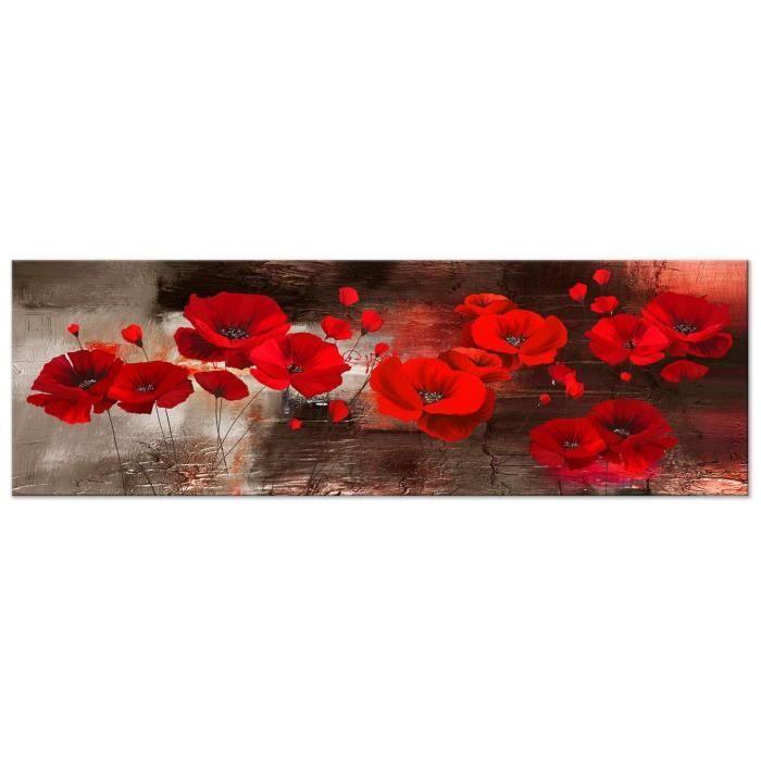 Décoration Murale Métal Coquelicot Rouge - 93 Cm X 70 Cm - Style Contemporain - Neuf