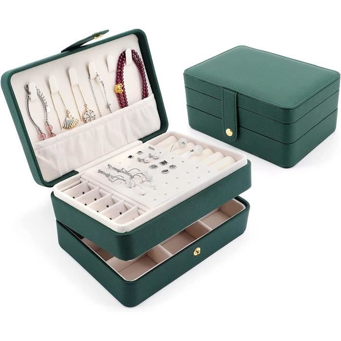 Boîte à Bijoux Pour Femme à 2 Niveaux Et 14 Compartiments - Coffret Organisateur En Velours