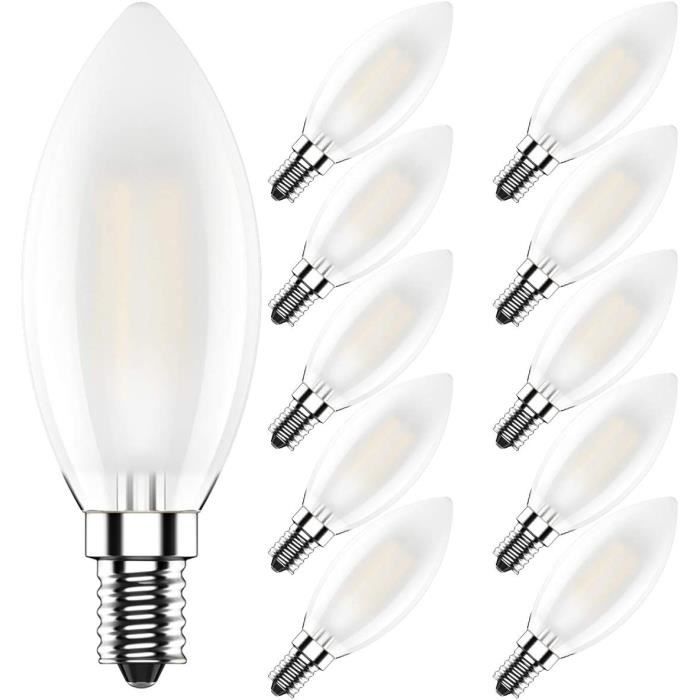 Dimmable Ampoules Petit Culot Vis Bougies E14 LED Blanc Chaud  2700K,Filament Ampoule LED 4W,Équivalent Ampoule Incandescente A526