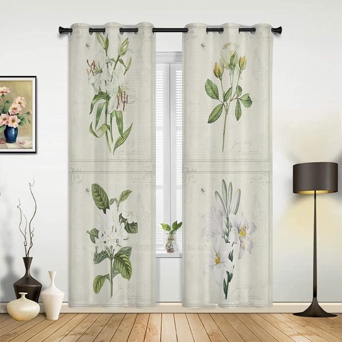 Rideau Occultant Perroquet, Rideau Isolant Thermique Pour Salon Chambre, Rideaux Motif Fleurs