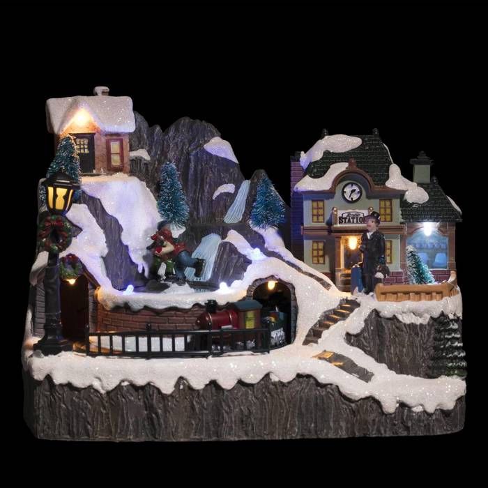 Village de Noël Train lumineux Gare FEERIC CHRISTMAS 17,5 Cdiscount