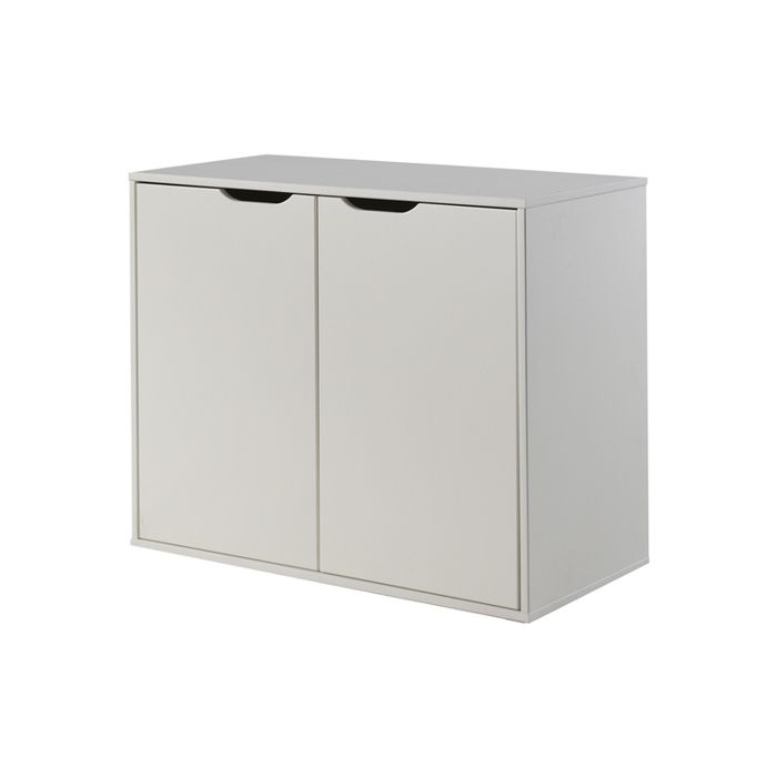 Commode - Charlotte - Blanc - 2 portes - 1 étagère - Pin massif Commode - Charlotte - Blanc - 2 portes - 1 étagère - Pin massif