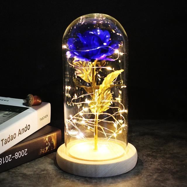 Rose Bleue En Cristal K9 Premium - Fleur Éternelle 3D Avec Carte De Vœux - Cadeau Romantique Idéal Pour Femme, Anniversaire, Fête Des Mères, Saint-Valentin