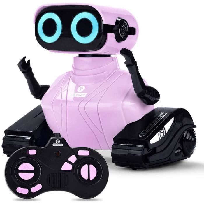ALLCELE Jouet Robot Filles Rechargeable RC Robots pour Enfant, Jouet  Télécommande avec Musique et Yeux LED, Cadeau pour Enfants à partir de 3  Ans 
