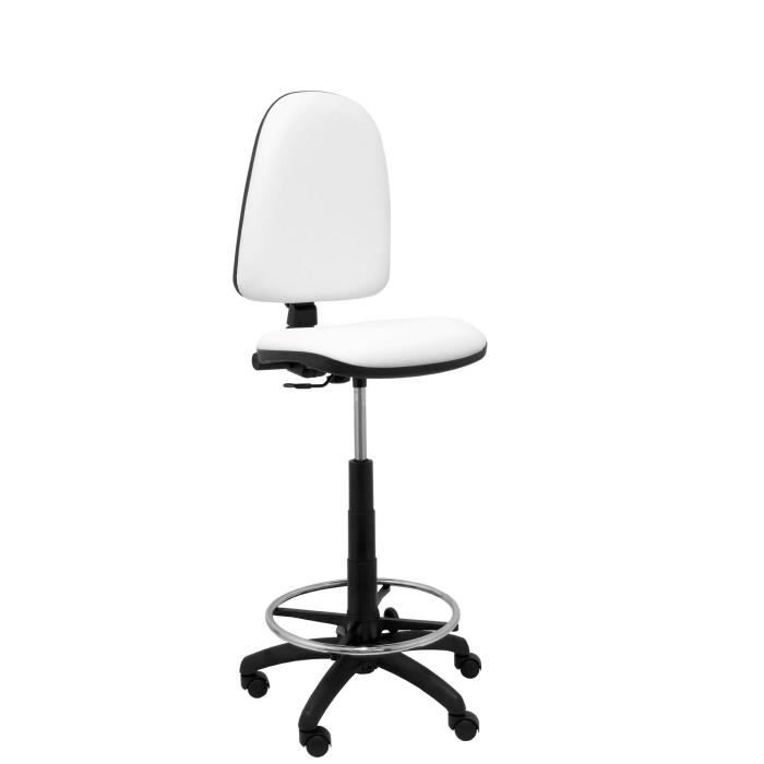 Tabouret ergonomique Ayna similpiel blanc - PIQUERAS Y CRESPO - Modèle Ayna - Réglable en hauteur - Repose-pieds