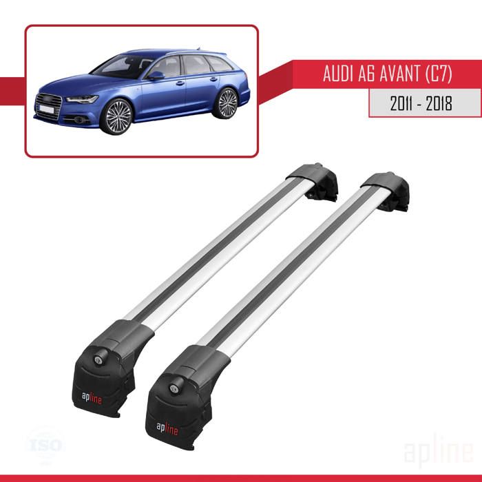 Compatible avec Audi A6 AVANT (C7) 2011-2018 Barres de Toit ACE-2 Railing Porte-Bagages de voiture GRIS