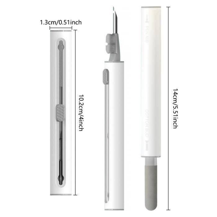 Stylo Nettoyeur Pour AirPods Pro 1 Et 2 - Kit De Nettoyage Avec Brosse Souple, Couleur Blanc