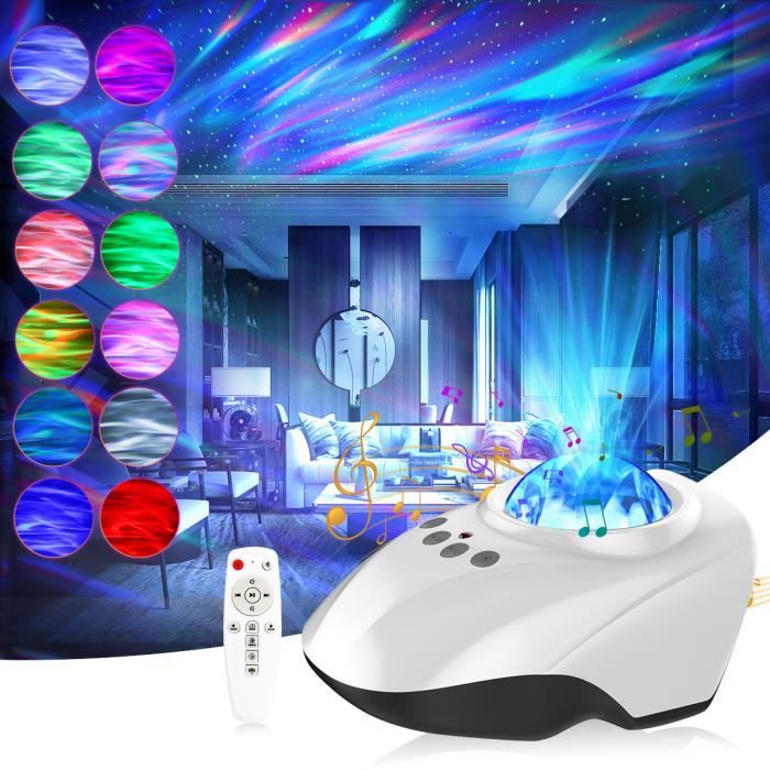 Projecteur d'étoile d'aurora Veilleuse Lumières d'ambiance 13 couleurs 8  types de bruit blanc Bluetooth télécommande TYPE-C USB - Cdiscount Maison