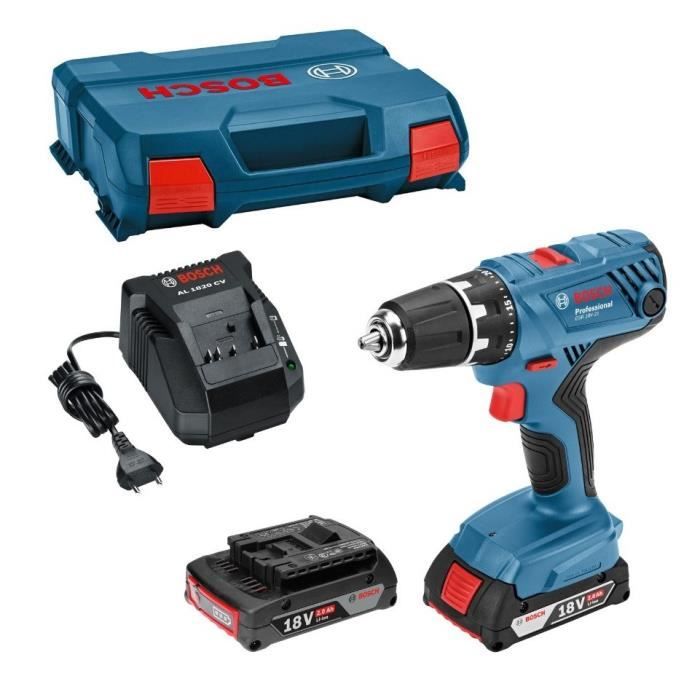 Perceuse à percussion Bosch Professional GSB 18V- 21 + 2 batteries 2,0Ah + Chargeur GAL 1820 - 06019
