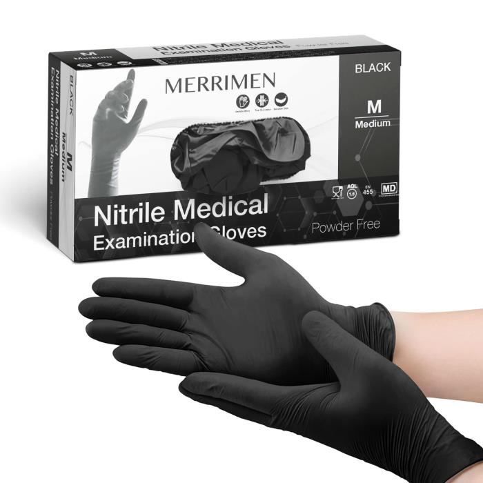 Produktbild von 60 Nitril Handschuhe Schwarz XL - Reißfest & Latexfrei