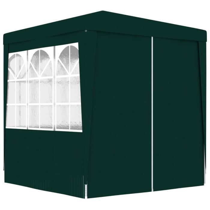 Tente de réception avec parois latérales 2x2 m Vert 90 g-m² Résistance aux UV et à l'eau✡✡LED