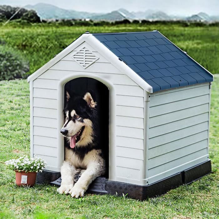 COSTWAY Niche pour Chien Extérieure 87 7x78 5x81 5CM avec Toit Bleu+Blanc Imperméable entilé-Bouche d’Aération Plancher Surélever COSTWAY Niche pour Chien Extérieure 87 7x78 5x81 5CM avec Toit Bleu+Blanc Imperméable entilé-Bouche d’Aération Plancher Surélever