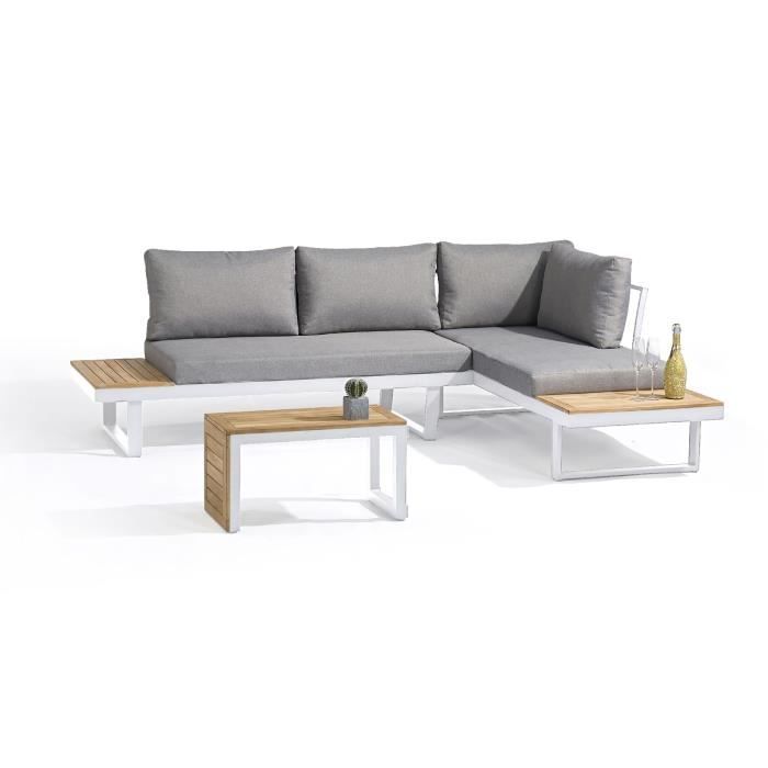 Salon de jardin modulable Aluminium DCB GARDEN 4 places TOKYO et bois d'acacia