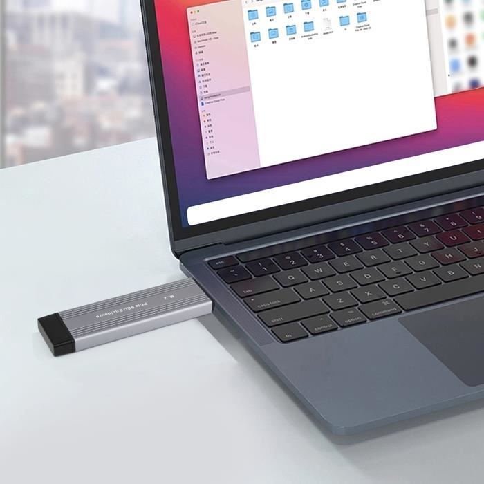 Boîtier SSD M.2 NVMe PCIe - DUOKON - Portable en Aluminium - USB3.2 Gen2 Type C - 10 Gbit/s - 2 To