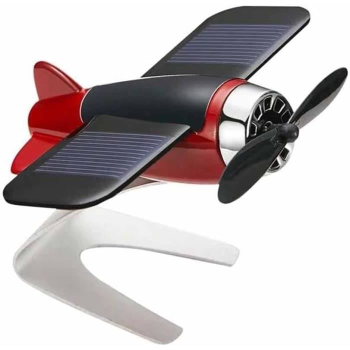 Hélicoptère Solaire Désodorisant Voiture - Fonctionne à L'énergie Solaire, Rotation Continue, Parfum Fraise Inclus