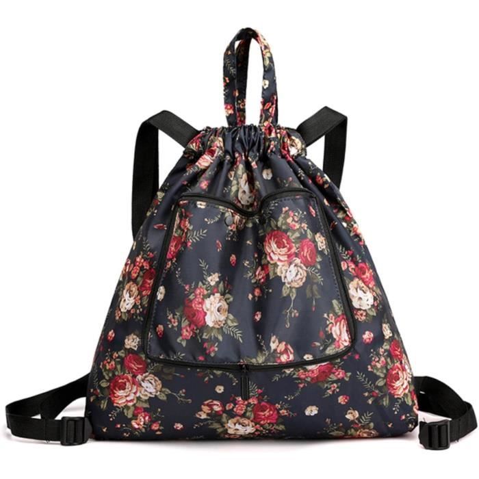 Sac à Dos Cordon Imprimé Papillon – Léger, Imperméable, Poche Zippée Avant, Pour Sport, Voyage, école