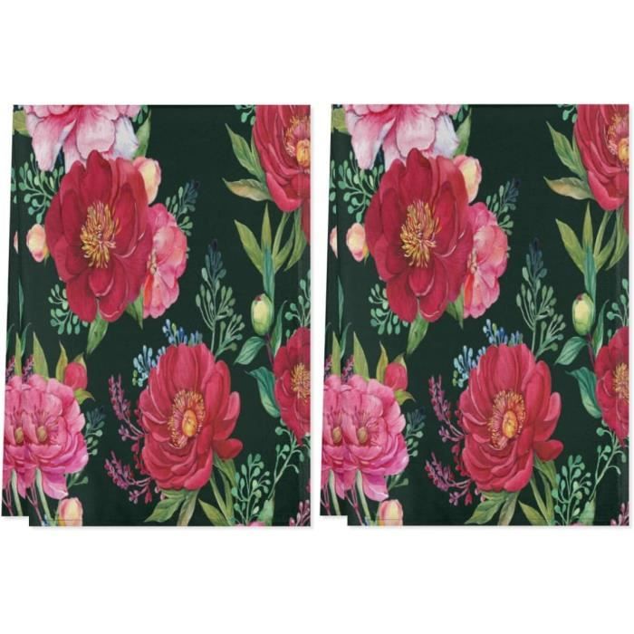 Lot De 2 Torchons De Cuisine Motif Auvergne - 45.7x35.6 Cm, Boucle Velcro, Doux Et Absorbant, Lavable Machine