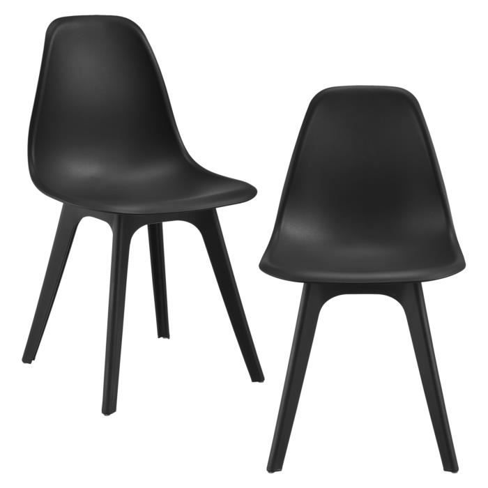 [en.casa] Set de 2 Chaises Design Chaise de Cuisine Chaise de Salle à Manger Plastique Bois Noir 83 x 54 x 48 cm