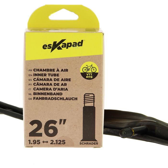 esKapad Chambre A Air 26 pouces x1,95 à 2,125 Valve Schrader, VTT
