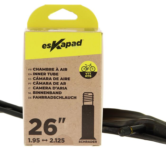 EsKapad Chambre A Air 26 pouces x1,95 à 2,125 Valve Schrader, VTT