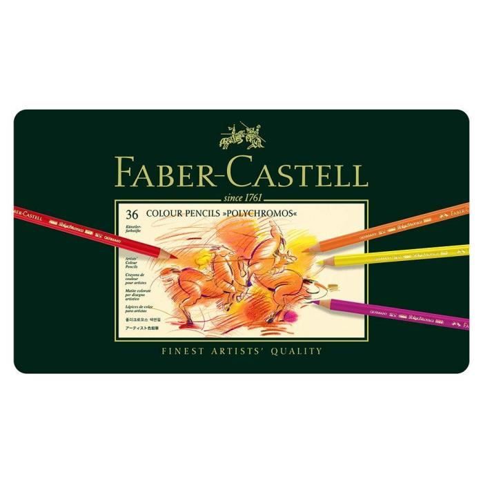 Faber-Castell 110036 Crayon Polychromos boîte métal de 36 pièces & 119065 SetArt de 12 crayons graphite CASTELL 9000