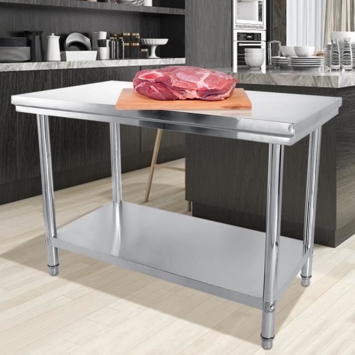 GIANTEX Table de Travail Professionnelle en Acier Inoxydable avec