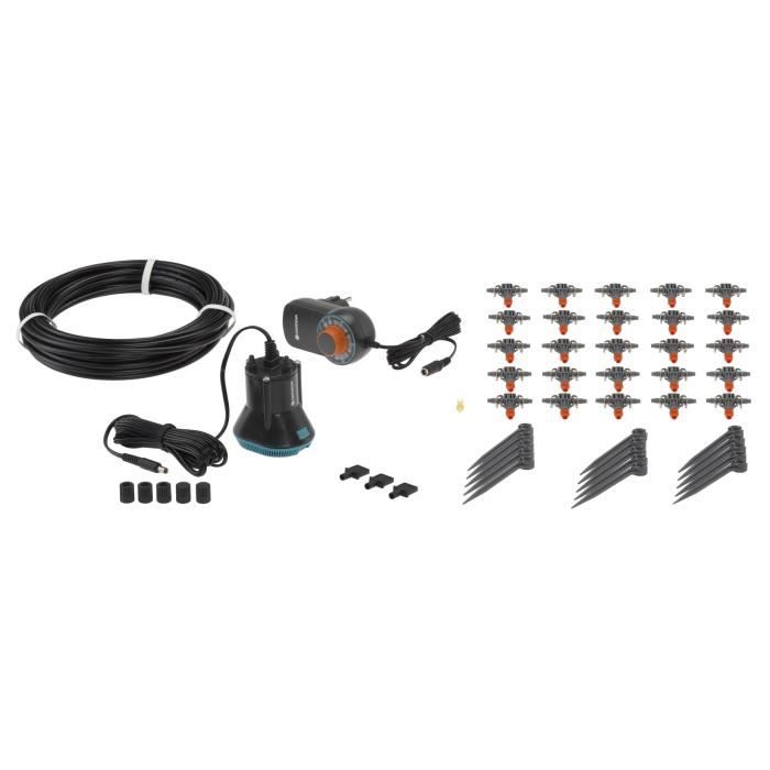 GARDENA Arrosoir automatique balcons et terrasses – Kit complet – Arrosage autonome – Alimentation via prise 230V – (1407-20)