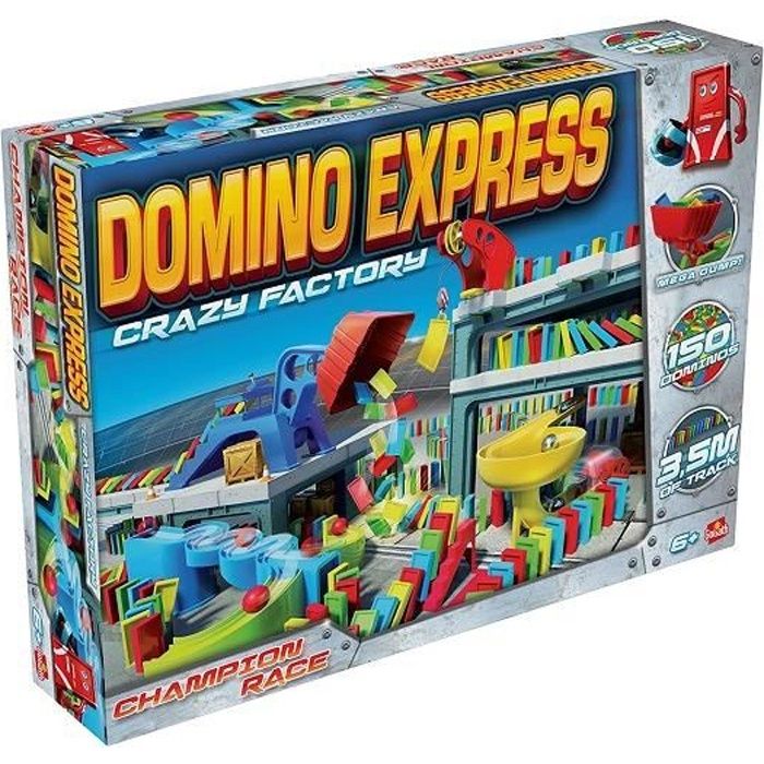 Coffret Crazy Factory pour Domino Express Piste 3 5 m Set Jeu construction Et carte Circuit 150