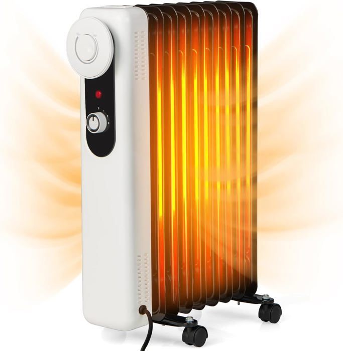 GOPLUS Radiateur à Bain d’Huile 2000W avec 9 Éléments Radiateur