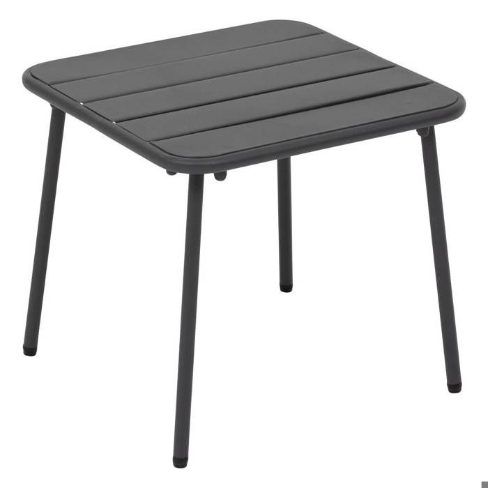 Table basse de jardin carrée Phuket graphite en acier traité en époxy - Hespéride