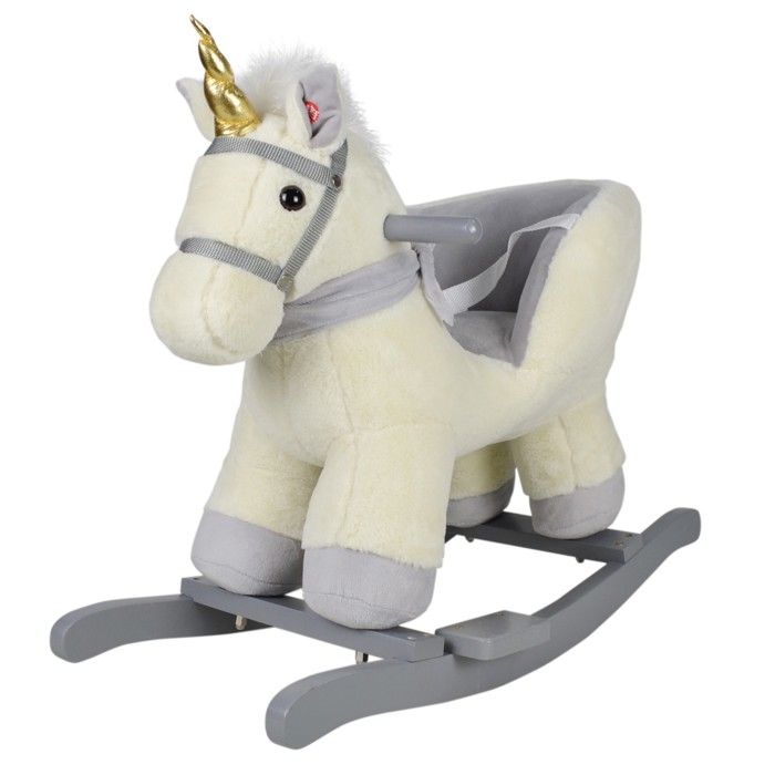 infantastic® animal à bascule - avec effets sonores, ceinture, charge max. 30 kg, pour enfants de 1 an, licorne - peluche à bascule