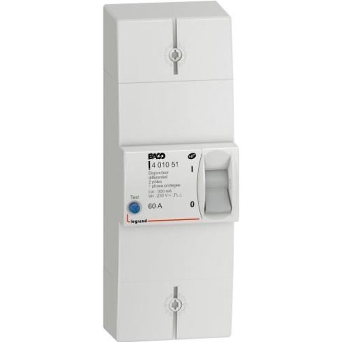 instantané disjoncteur différentiel de branchement 2 pôles 30/60a 500ma