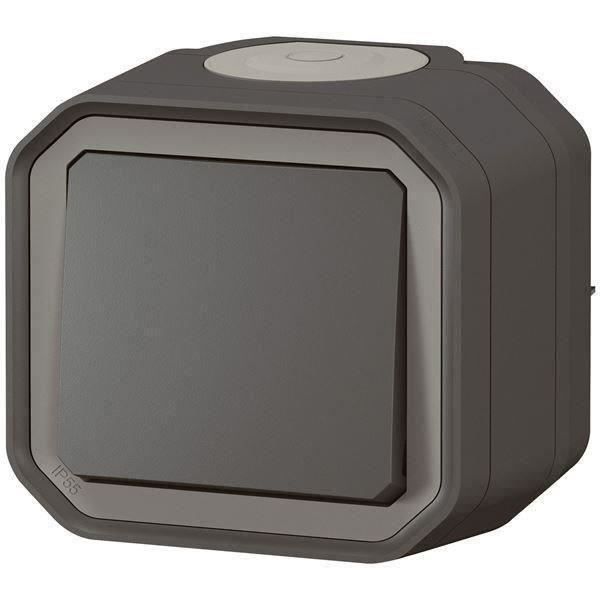 LEGRAND Bouton poussoir simple étanche Plexo - 10A - Anthracite