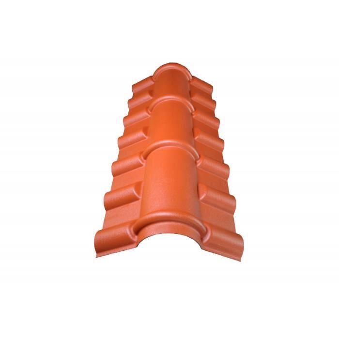 Faîtière PVC pour toiture imitation tuile mini - MCCOVER - L: 104 cm - Terre cuite