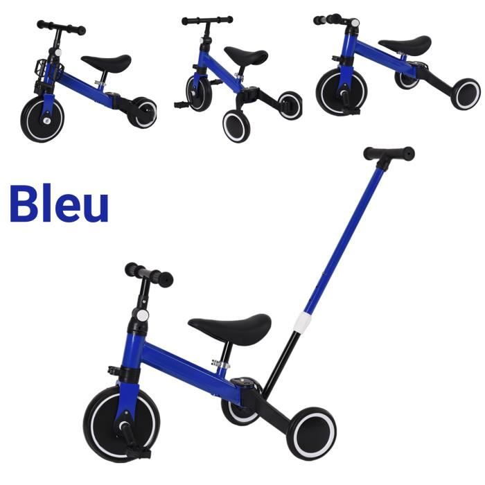 Tricycle bébé évolutif MENGDA - Bleu - 5 en 1 - Siège et poignée réglables