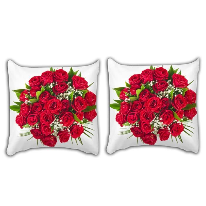 Coussin Carré Anke Drechsel - Soie Naturelle Brodée - Rouge/Rose - 35x35cm (sans Garnissage)