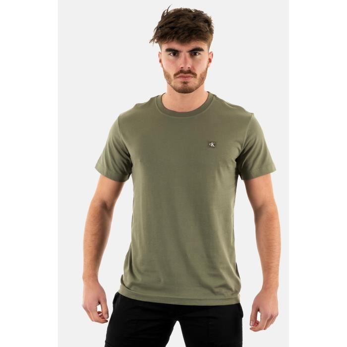 tee shirt calvin klein jeans embro badge ldy dusty olive
