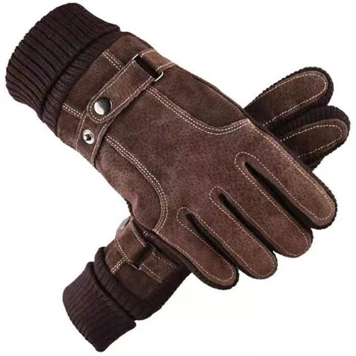 Gants D'hiver Mitaines En Cuir De Mouton – Compatibles écran Tactile – Taille Unique – Homme