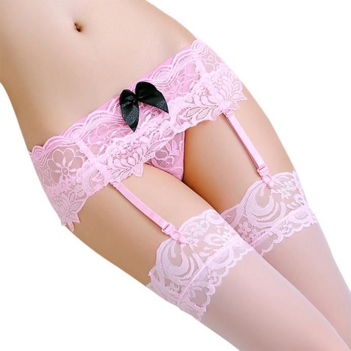 Porte-jarretelle,Jarretelles en dentelle rose pour femmes,16 styles,sexy,maille transparente