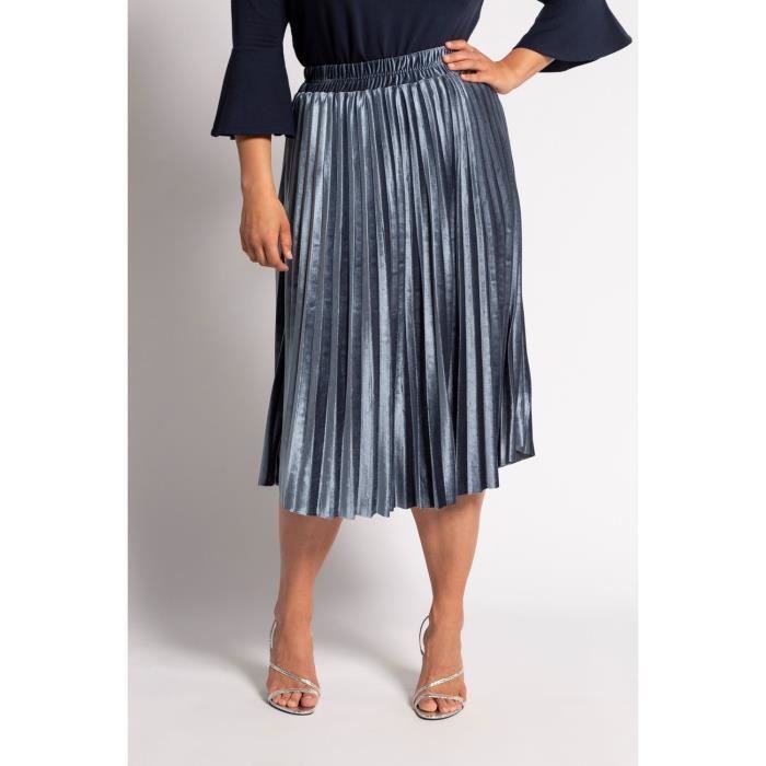ULLA POPKEN Jupe plissee ULLA POPKEN velours taille elastique confort stretch indigo Bleu Cdiscount Pret a Porter